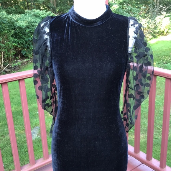 ZARA Size M velvet dotted mesh open back dress - Picture 4 of 12